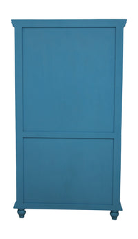 Timbertaste Natali Antique Blue 4-Door Carved Wardrobe Made With Mango Wood And MDF Bedroom | Home Decor