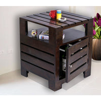 TimberTaste Sheesham Wood PLANKO Side Table Dark Walnut finish