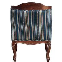 TimberTaste Lounge Cafetaria Handloom Fabric Accent Patio Chair Solid Rustic Walnut Finish Frame