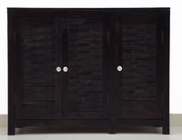 TimberTaste Sheesham Wood 3 door JOHN side board (Dark Walnut Finish).