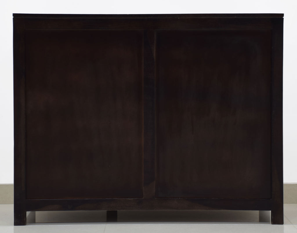 TimberTaste Sheesham Wood 3 door JOHN side board (Dark Walnut Finish).