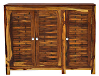 TimberTaste Sheesham Wood 3 door JOHN side board (Natural Teak Finish).