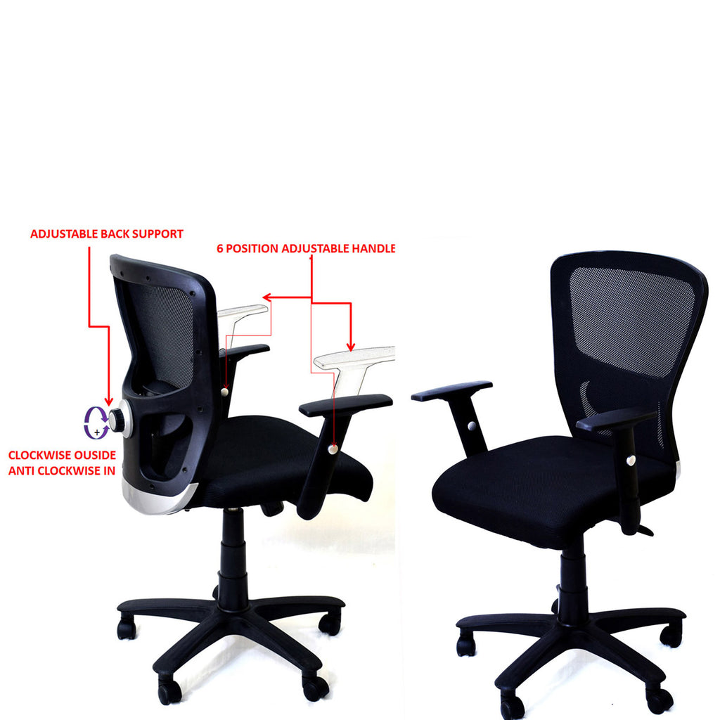 TimberTaste Pair of JOHNY Adjustable Lumber Back Support & Adjustable Handles Office Executive Chair Computer Task Revolving Conference Visitor Chair (Set of 2).