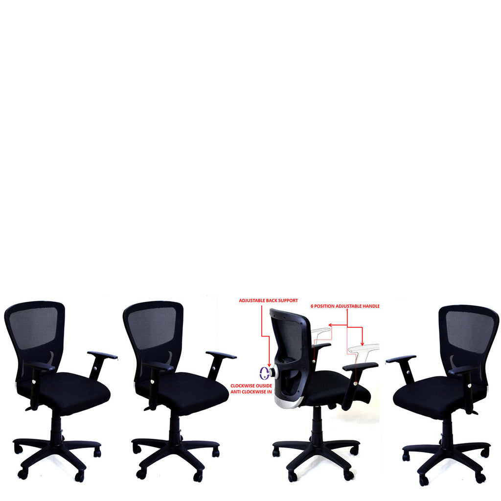 TimberTaste 6 Pieces JOHNY Adjustable Lumber Back Support & Adjustable Handles Office Executive Chair Computer Task Revolving Conference Visitor Chair (Set of 6).