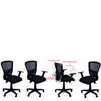 TimberTaste 4 Pieces JOHNY Adjustable Lumber Back Support & Adjustable Handles Office Executive Chair Computer Task Revolving Conference Visitor Chair (Set of 4).