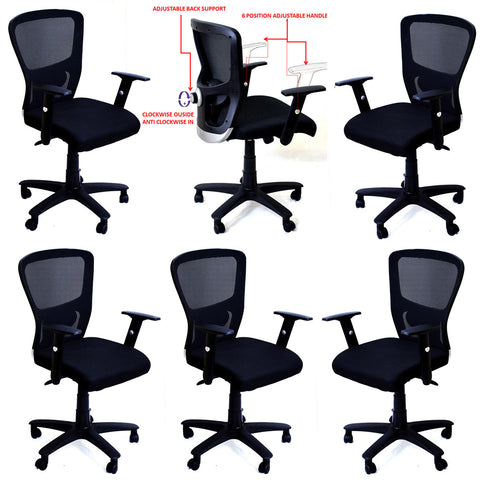 TimberTaste 6 Pieces JOHNY Adjustable Lumber Back Support & Adjustable Handles Office Executive Chair Computer Task Revolving Conference Visitor Chair (Set of 6).
