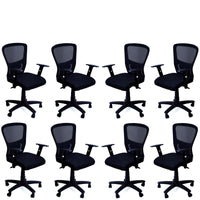 TimberTaste 3 Pieces JOHNY Adjustable Lumber Back Support & Adjustable Handles Office Executive Chair Computer Task Revolving Conference Visitor Chair (Set of 3).