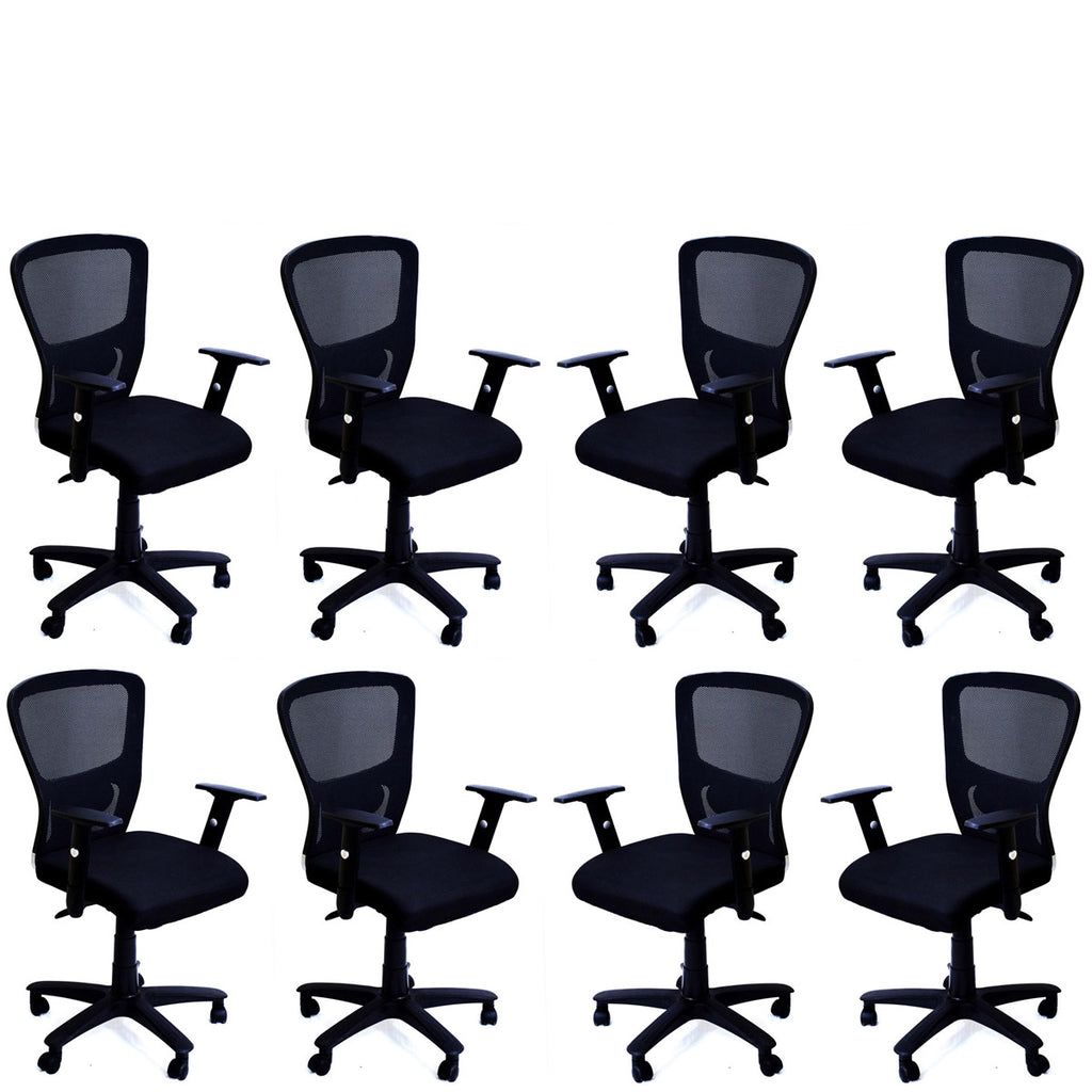 TimberTaste 8 Pieces JOHNY Adjustable Lumber Back Support & Adjustable Handles Office Executive Chair Computer Task Revolving Conference Visitor Chair (Set of 8).