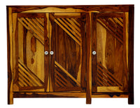 TimberTaste Sheesham Wood 3 door JOHNY side board (Natural Teak Finish).
