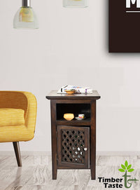 TimberTaste Sheesham Wood KAMA Side Table Dark Walnut Finish