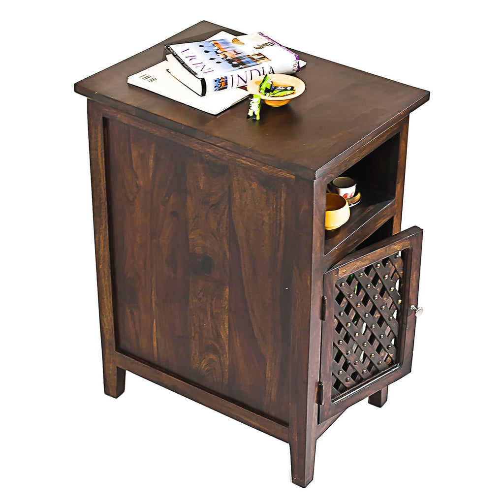 TimberTaste Sheesham Wood KAMA Side Table Dark Walnut Finish