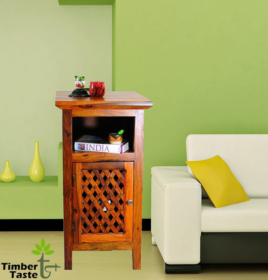 TimberTaste Sheesham Wood KAMA Side Table Natural Teak Finish