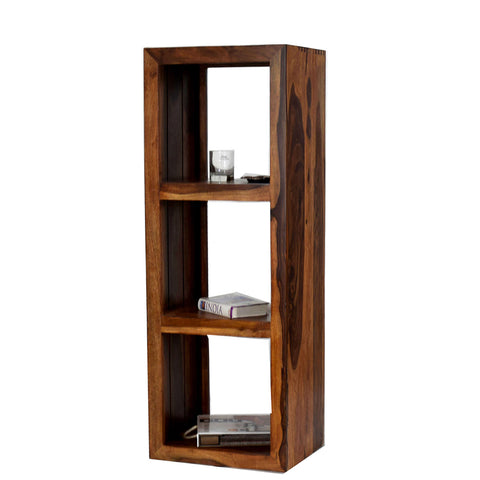 TimberTaste Solid Sheesham Wood LEO Book Shelf (Natural Teak Finish) For Living Room.