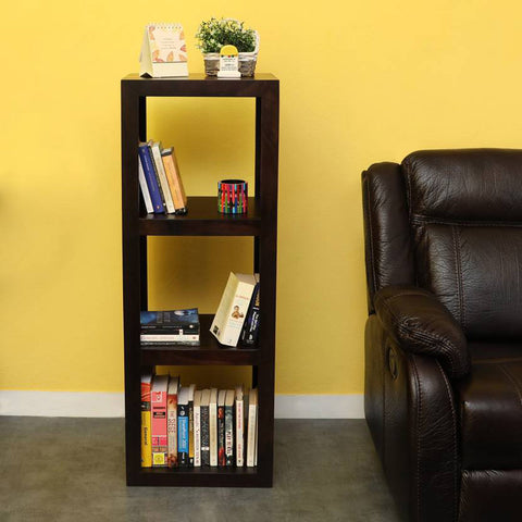 TimberTaste Solid Sheesham Wood LEO Book Shelf (Dark Walnut) For Living Room.
