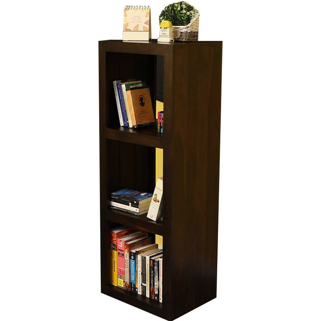 TimberTaste Solid Sheesham Wood LEO Book Shelf (Dark Walnut) For Living Room.