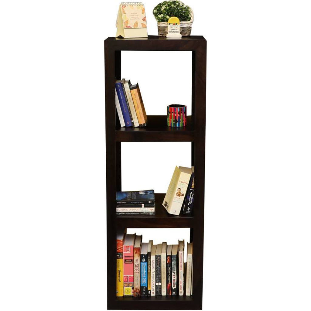 TimberTaste Solid Sheesham Wood LEO Book Shelf (Dark Walnut) For Living Room.