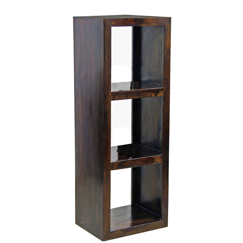 TimberTaste Solid Sheesham Wood LEO Book Shelf (Dark Walnut) For Living Room.