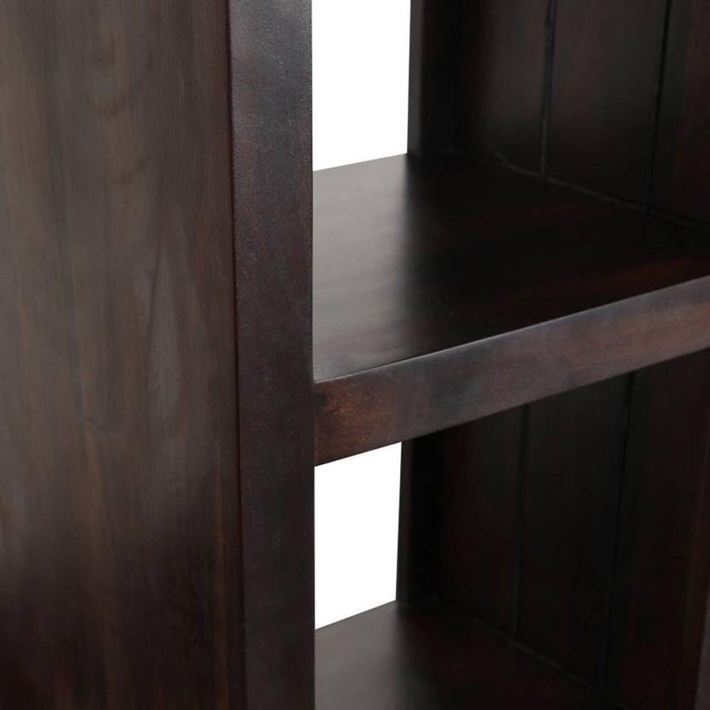 TimberTaste Solid Sheesham Wood LEO Book Shelf (Dark Walnut) For Living Room.