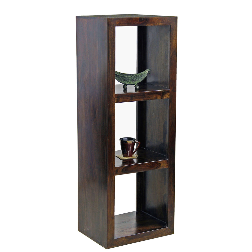 TimberTaste Solid Sheesham Wood LEO Book Shelf (Dark Walnut) For Living Room.