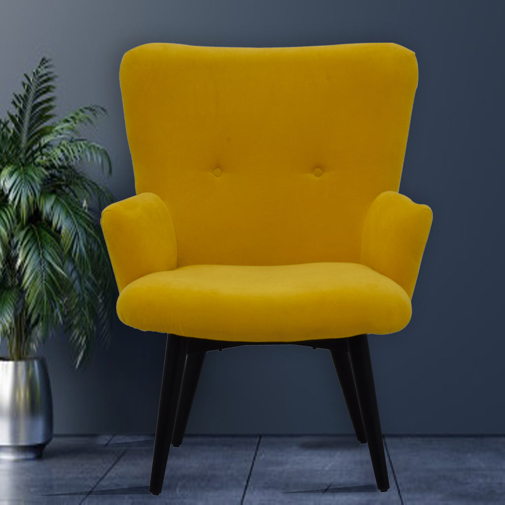 Timbertaste Ditya Yellow Upholstered Lounge Chair
