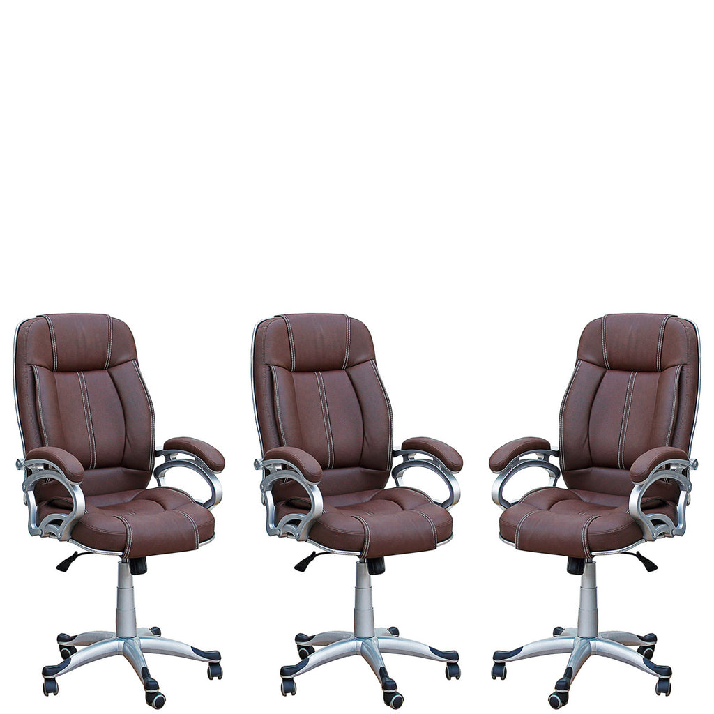 TimberTaste 4 Pieces of LILLY Brown Directors, Executive, Boss, conference high back office chair (Set of 4).