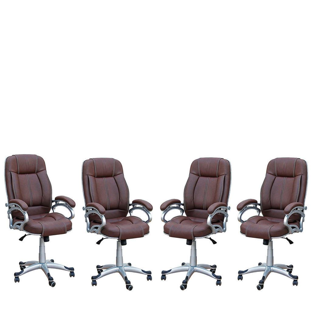 TimberTaste 3 Pieces of LILLY Brown Directors, Executive, Boss, conference high back office chair (Set of 3).