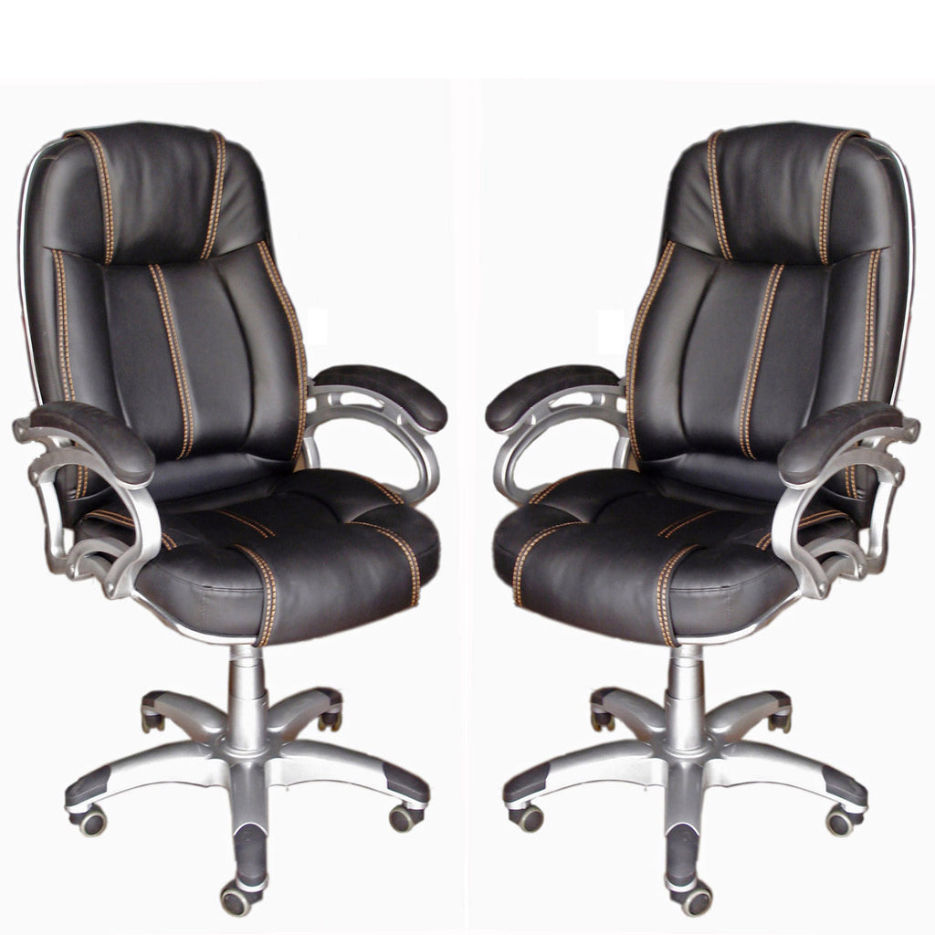 TimberTaste 4 Pieces of LILLY Black Golden Stitch Directors, Executive, Boss, conference high back office chair (Set of 4).