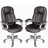 TimberTaste 4 Pieces of LILLY Black Golden Stitch Directors, Executive, Boss, conference high back office chair (Set of 4).