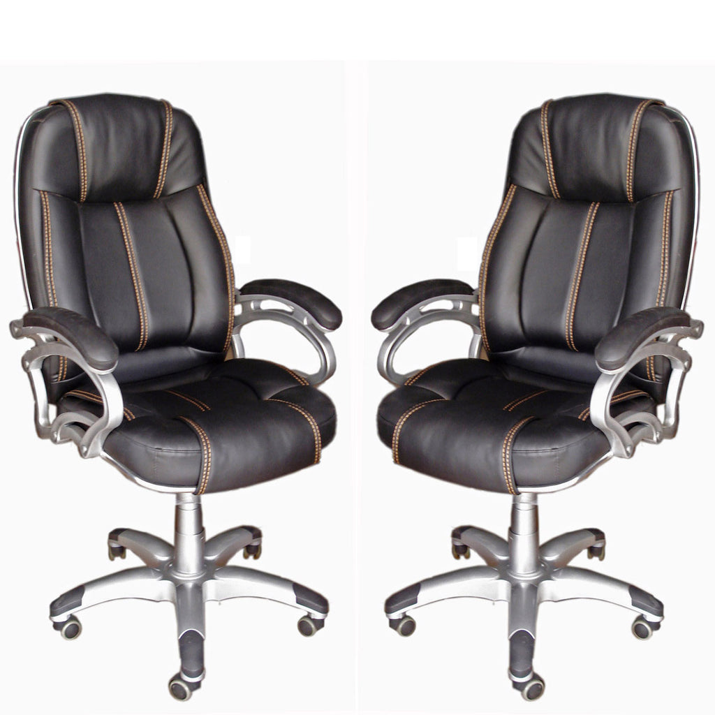 TimberTaste LILLY Black Golden Stitch Directors, Executive, Boss, conference high back office chair.