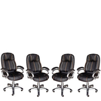 TimberTaste LILLY Black Golden Stitch Directors, Executive, Boss, conference high back office chair.
