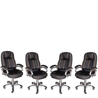 TimberTaste Pair of LILLY Black Golden Stitch Directors, Executive, Boss, conference high back office chair (Set of 2).