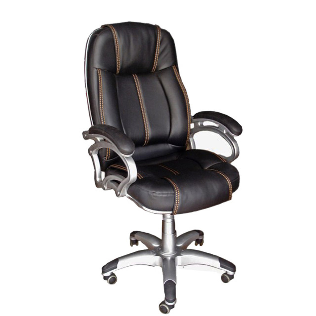 TimberTaste Pair of LILLY Black Golden Stitch Directors, Executive, Boss, conference high back office chair (Set of 2).