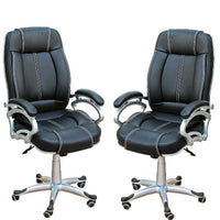 TimberTaste 4 Pieces of LILLY Black White Stitch Directors, Executive office chair (Set of 4).