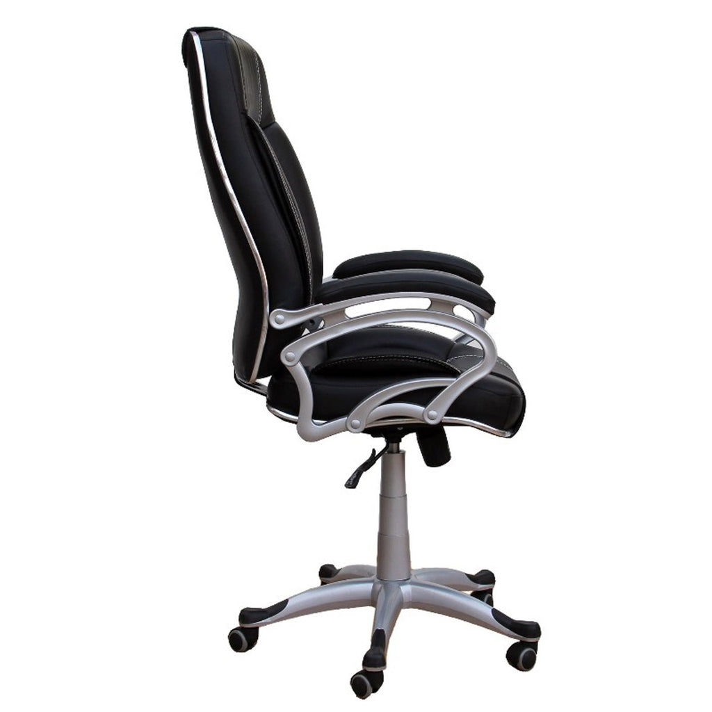 TimberTaste Pair of LILLY Black White Stitch Directors, Executive, Boss, conference high back office chair (Set of 2).