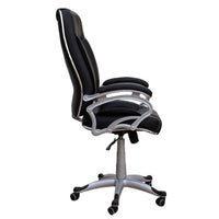 TimberTaste Pair of LILLY Black White Stitch Directors, Executive, Boss, conference high back office chair (Set of 2).