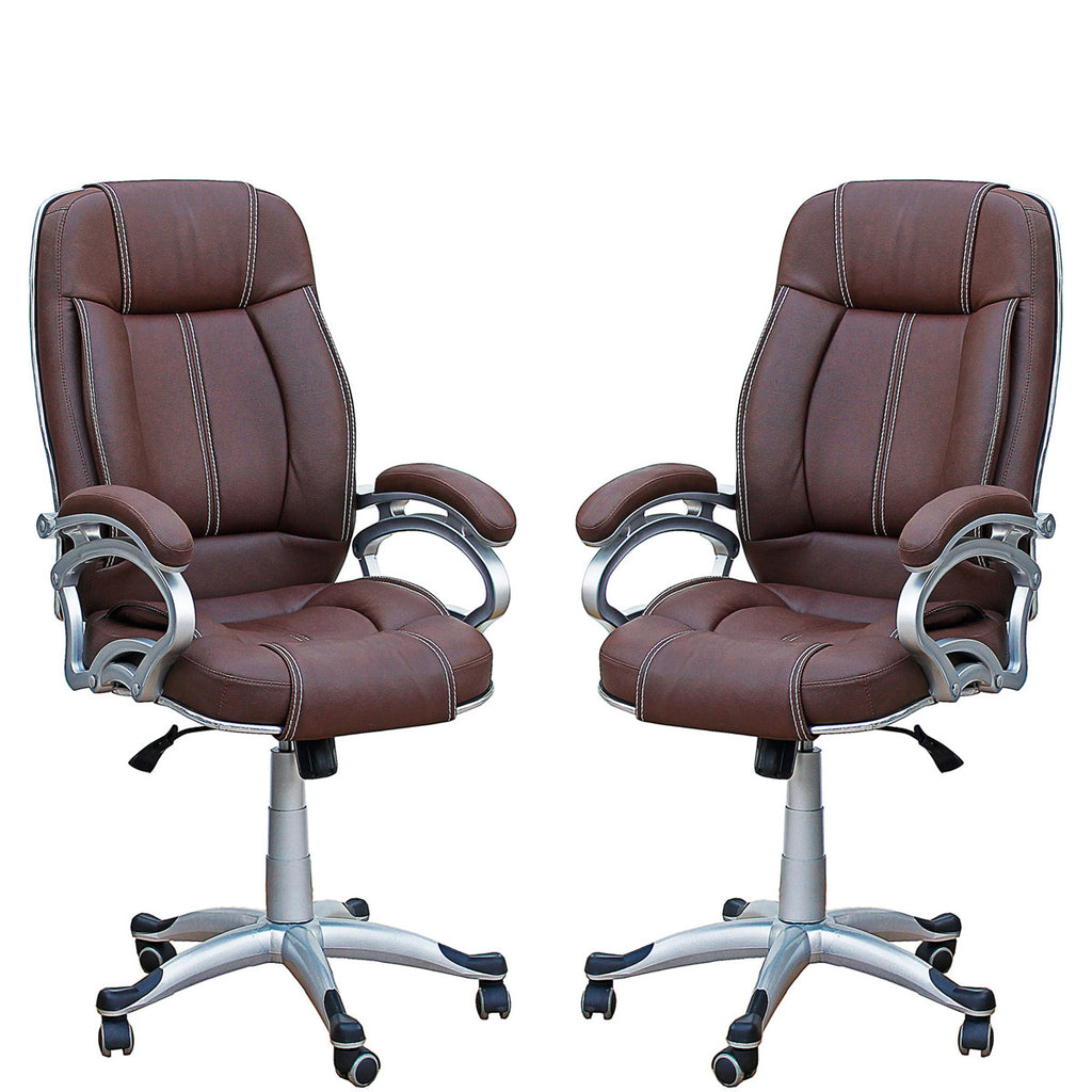 TimberTaste 3 Pieces of LILLY Brown Directors, Executive, Boss, conference high back office chair (Set of 3).