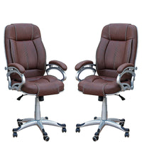 TimberTaste Pair of LILLY Brown Directors, Executive, Boss, conference high back office chair (Set of 2).