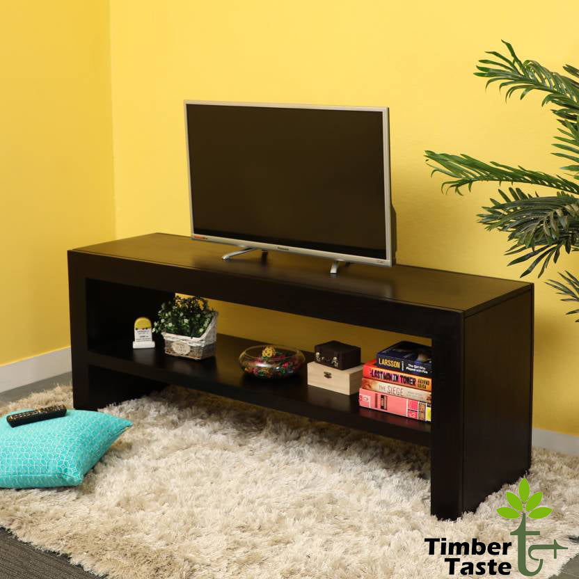 TimberTaste Sheesham Wood 1.40 Meter Dark Walnut Finish MALU TV Unit Cabinet Entertainment Stand