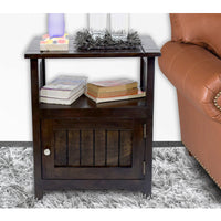 TimberTaste Sheesham Wood 1 Door Cabinet MEEKA End Corner Table Dark Walnut Finish