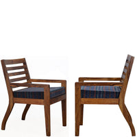 TimberTaste Lounge Cafetaria Blue Velvet Fabric Accent Design Patio Chair Sheesham Wood Leg.