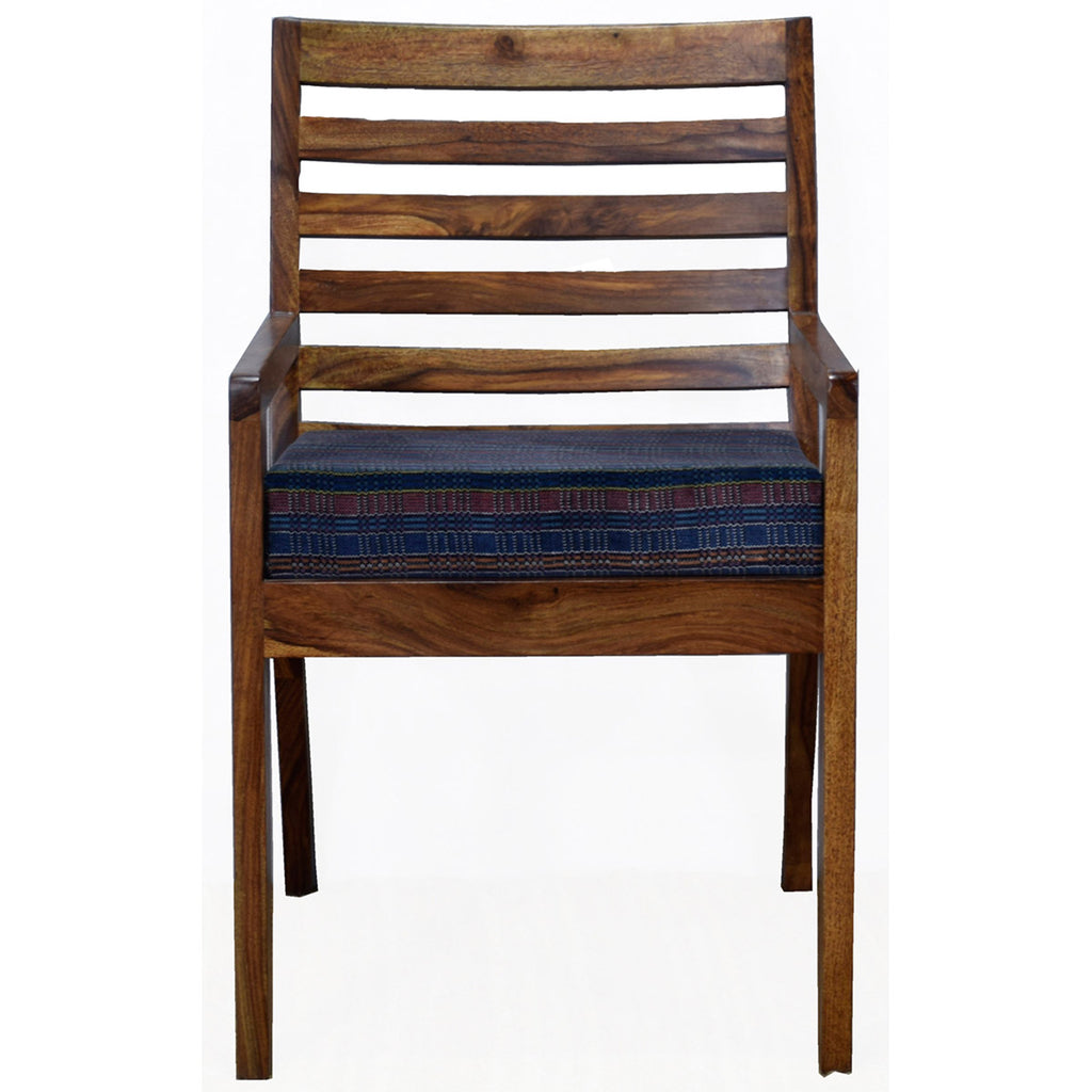 TimberTaste Lounge Cafetaria Blue Velvet Fabric Accent Design Patio Chair Sheesham Wood Leg.