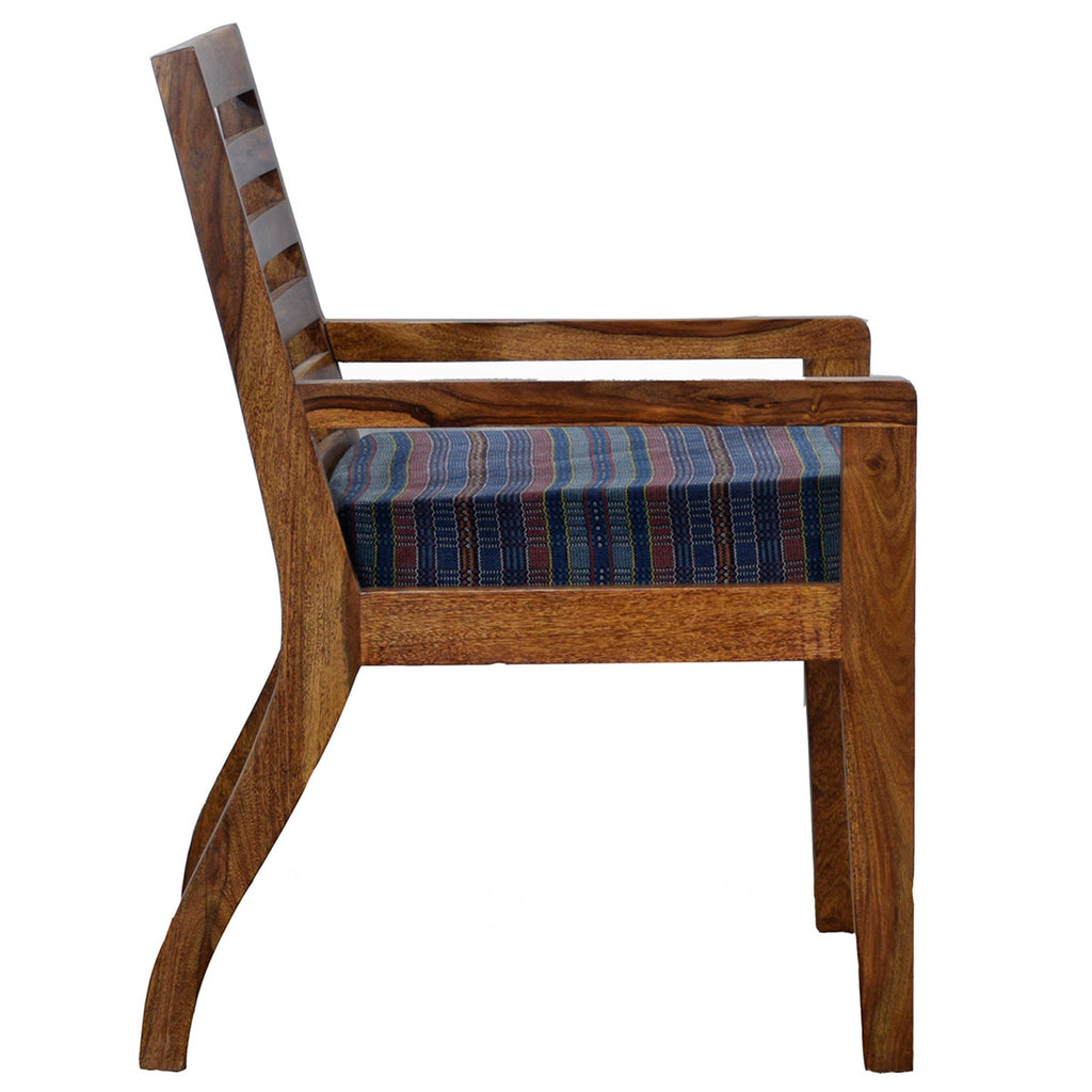 TimberTaste Lounge Cafetaria Blue Velvet Fabric Accent Design Patio Chair Sheesham Wood Leg.