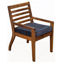 TimberTaste Lounge Cafetaria Blue Velvet Fabric Accent Design Patio Chair Sheesham Wood Leg.