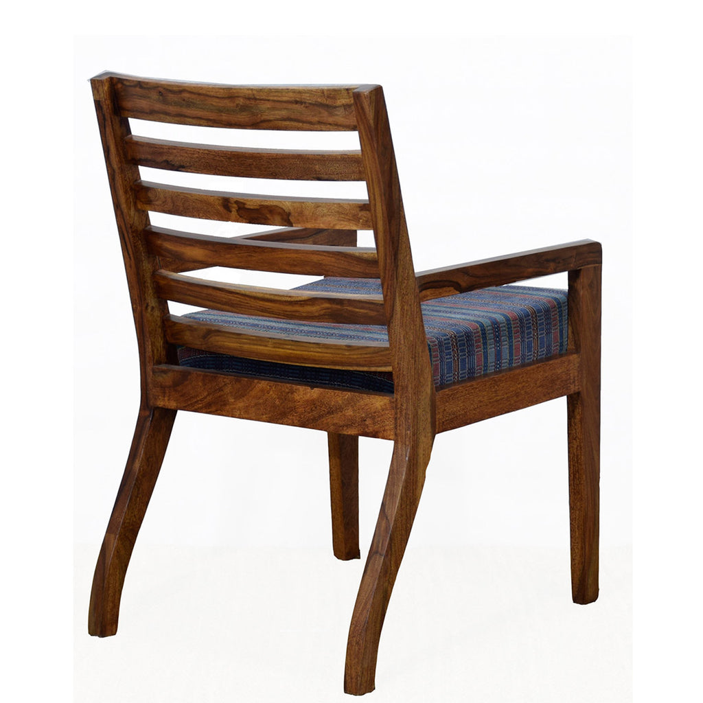 TimberTaste Lounge Cafetaria Blue Velvet Fabric Accent Design Patio Chair Sheesham Wood Leg.