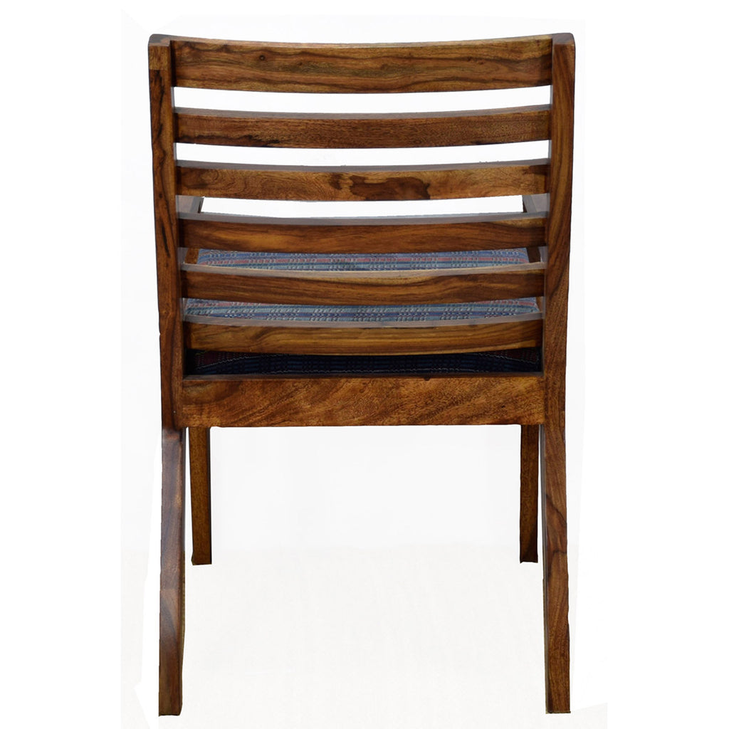 TimberTaste Lounge Cafetaria Blue Velvet Fabric Accent Design Patio Chair Sheesham Wood Leg.