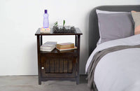 Daintree Sheesham Wood 1 Door Cabinet MEEKA End Corner Table Dark Walnut Finish