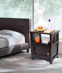 Daintree Sheesham Wood 1 Door Cabinet MEEKA End Corner Table Dark Walnut Finish