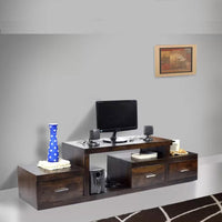 TimberTaste Sheesham Wood NADIA / SAROJ 3 Draw TV Cabinet (Dark Walnut Finish).