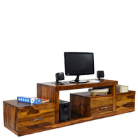 TimberTaste Sheesham Wood NADIA / SAROJ 3-Draw TV Cabinet (Natural Teak Finish).