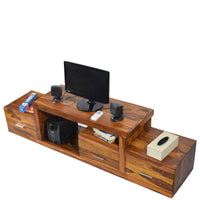TimberTaste Sheesham Wood NADIA / SAROJ 3-Draw TV Cabinet (Natural Teak Finish).